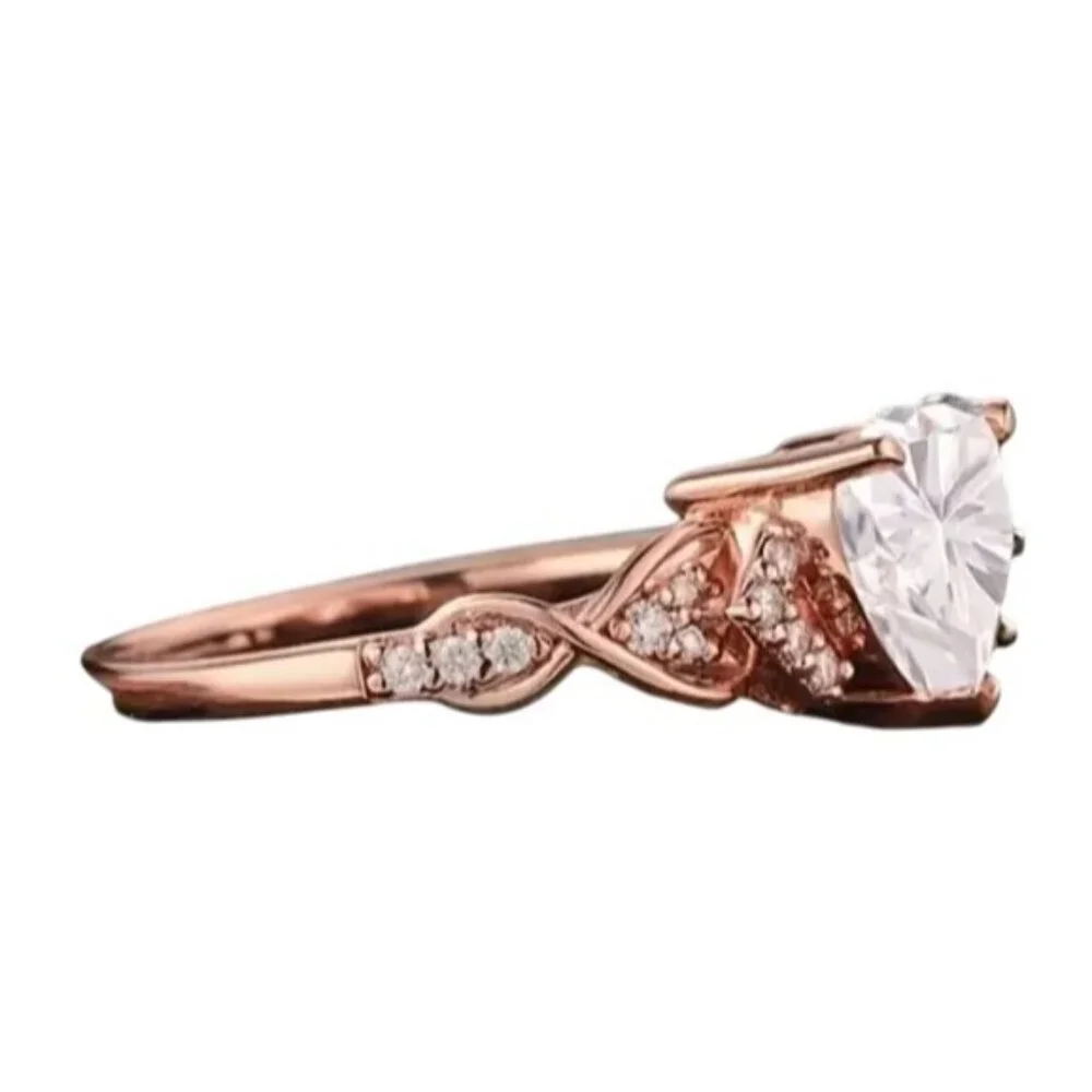 Heart Cut Timeless Moissanite Infinity Engagement Promise Ring in rose gold